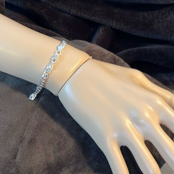 8 inch 5 mm 925 Italian sterling silver Cuban bracelet - Picture 3 of 11